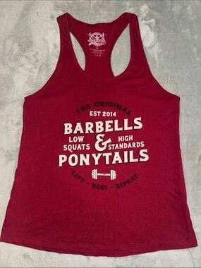 Barbells & Ponytails Women's Racerback Tank Top - Burgundy
